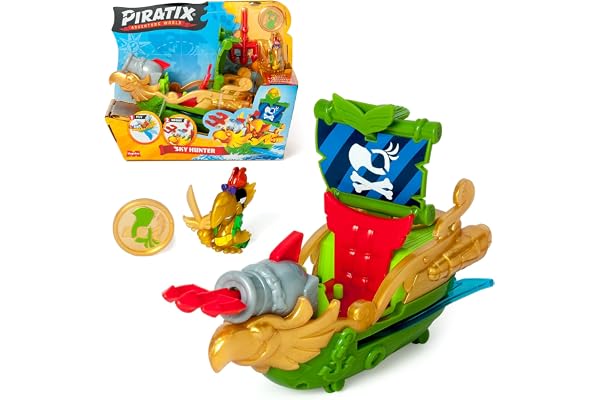 PIRATIX Chasseur du Ciel - Bateau Pirate en Forme de Perroquet. Contient 1 Bateau Pirate, 1 Piratix Exclusif, 1 trésor Exclusif, 1 Accessoire, 1 Canon et 1 Projectile.