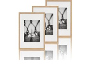 VUVUZULA bildram A4 21 x 30 cm fotoram träram ek ram set om 3 DIN A4 med passepartout certifikat natur