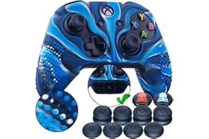 9CDeer 1 * Clouté Protecteur Silicone Peau Cas Skin Cover Case + 8 Thumb Grips Analogiques pour Manette Xbox One/S/X Camouflage Bleu Compatible avec Adaptateur de Casque Stéréo Officiel