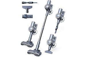‎MIUZZY MIUZZY M241 30000Pa Akku Staubsauger, Staubsauger Kabellos mit bis zu 50 Minuten Laufzeit, Anti-Verwicklung Kabelloser Staubsauger mit LED Display für Hartböden Teppich Tierhaare, Schwarz
