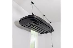 Teal Triangle Elite Ceiling Storage Hoist for Cargo Box - Heavy Duty Garage Storage Lift - Garage Pulley Lift System Holds 150 lbs and Fits 8-10 ft Tall Garage Ceilings