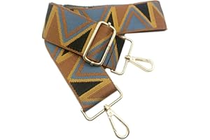 KERIOCUSI Ancha Correa 5 cm de Hombro Ajustable para Marrón Azul Amarillo, Ancha Correa de Reemplazo Bolso Colorida para Mujer con Hebilla de Oro Correa Ancha para Bolso para Piel, Monedero, Cruzados, 913