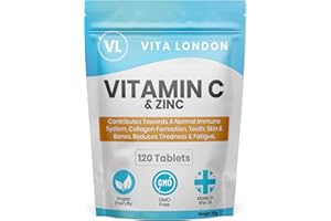 VL VITA LONDON Vitamin C & Zinc 1200mcg | 120 High Strength Vegan Tablets (Not Capsule or Powder) | Made in UK | for Normal Immune System | Supplement for Men & Woman