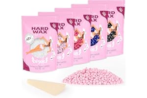 Wax Beads, BOYUJK Professional 500g Hard Wax Beads for Full Body, Facial and Legs, Painless Gentle Hair Removal Wax Beads for Women and Men (5 packs of 100g, Multi-colour)