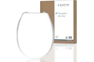 SCHÜTTE WC-Sitz ohne Absenkautomatik | Klodeckel mit Metallscharnieren | Kratzfestes Duroplast | Toilettendeckel und -brille bis 150kg belastbar | Universalgröße | Weiß