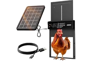Okkobi automatisk hönshusdörr soldriven - LCD-skärm - Hönshusdörr med fjärrkontroll, ljussensor och timer - Säkerhet och sinnesro: Klämskyddsfunktion - 5 års skydd