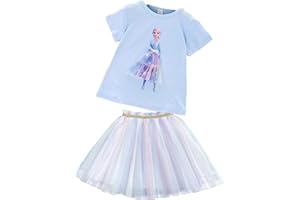 FANCYLAND Frozen - Eiskönigin 2 T-Shirt und Rock als Set| Anna und ELSA Kinder| Sommer Pailletten Funkelnd Tutu