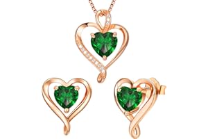 LAVUMO Conjunto de Joyas para Mujer Collar Mujer pendientes Plata Oro Joyas Mujer, Regalo por Mujer Esposa, Mamá, Novia En san valentin,Cumpleaños,Navidad, Dia de la Madre Regalos Originales