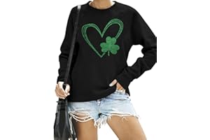 hohololo St. Patricks Day Sweatshirt Irish Clover Print Jumper for Women Lucky Shamrock Long Sleeve Tops