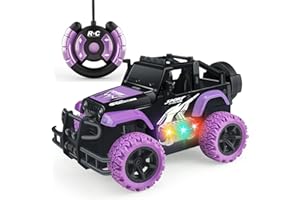 TCVENTS Remote Control Car, Purple Rc Truck with LED Lights for Girls Toddlers- 2.4GHz All Terrain Trucks with Storage Case, Rc Car Toys Gift for Kids Age 3 4 5 6-12 Birthday Gift