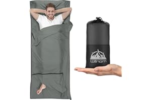 WILLNORN Saco Sabana de Dormir Ultraligero con Cremallera Bidireccional - Saco Sabana de Viaje, 220x95 cm - Ideal para Camping, Hostales, Hoteles y Viajes de Verano