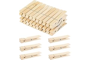CIOKIT Wooden Pegs - 100 Pack Wooden Clothes Pegs for Washing Line, 7.2CM Natural Strong Clothes Pegs Laundry Pegs Wood Craft Clips for Arts and DIY Crafts, Pegs, Hanging Photoes, Outdoor and Indoor Use