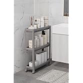 Mithra Life 3 Katlı Tekerlekli Slim İnce Gri Banyo Mutfak Rafı Polipropilen Plastik MIT1127