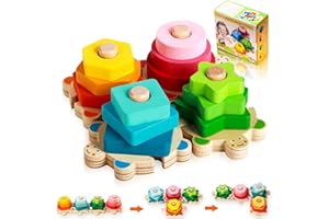 Bambebe Montessori drewniana zabawka dla niemowląt, drewniana zabawka do sortowania, zabawka motoryczna, zabawka rozwijająca się, zabawka do układania w stos, dla chłopców lub dziewczynek