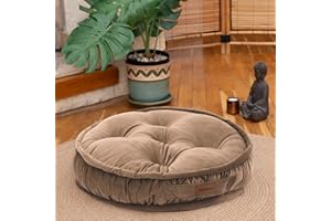 ‎DEKORIST Dekorist Bodenkissen, Cozy Sitzkissen Boden, Dekorative Boden Kissen Rund, Weich Dicker Stuhlkissen, Meditationskissen, Yogakissen, Ibiza, 12cm höhe, 56 cm, Hellbraun