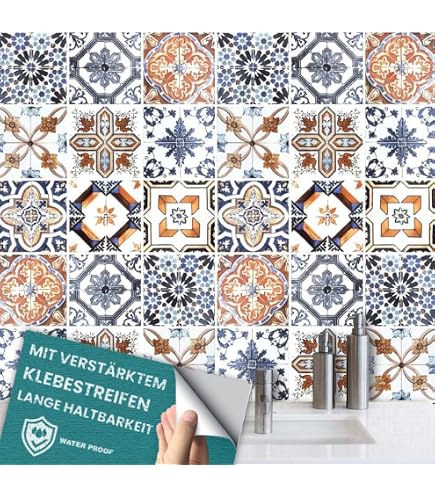 RE-COVERTILES Fliesen-Aufkleber 24 Stück, 20x20 Cm – Selbstklebend, Für Bad & Küche, PS00104 Design