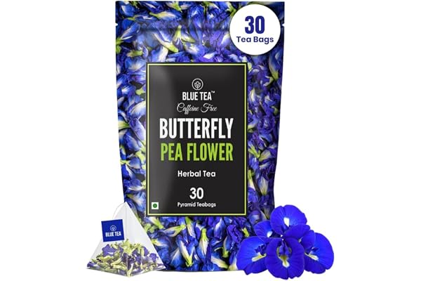 BLUE TEA - Butterfly Pea Flower Tea - 30 Tea Bags - Plant Based SUPER ANTIOXIDANT Aparajita - Shankhpushpi Flower Based - Herbal Tea - Caffeine Free - Detox Tea Zipper