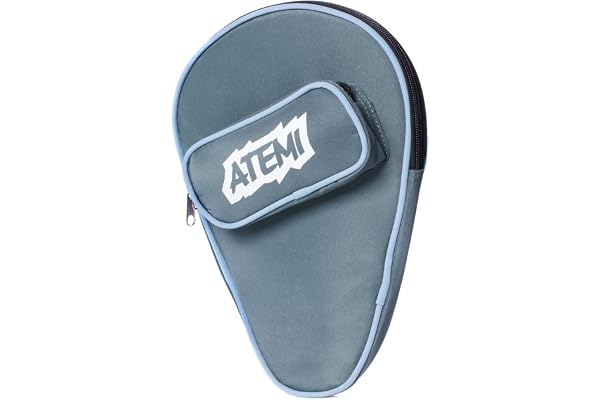 Atemi Housse pour raquette de tennis de table | Espace pour 1 raquette et 3 balles de tennis de table | Compartiment de rangement épais et durable | Fermeture éclair amovible, gris et bleu, X, X, gris