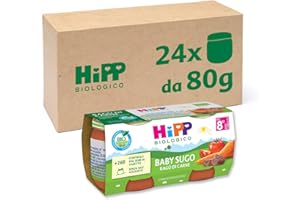 HiPP - Baby Sugo Biologico per Bambini, Gusto Ragù di Manzo, Senza Aggiunta di Sale e Aromi, 24 Vasetti da 80 g