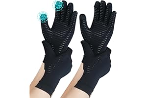 SHIFANQI 2 Pairs Full Finger Copper Arthritis Compression Gloves with Touchscreen Tips. Relief for Hand Pain, Carpal Tunnel, Rheumatoid, Inflammation, Tendonitis, Trigger Finger, RSI, Fit for Men Women (M)