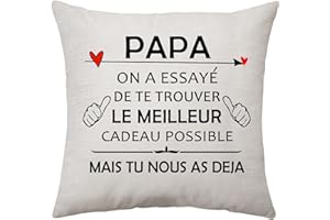 Aconesong Cadeau Fête des Pères, Cadeau Papa de Fille Fils Housse de Coussin Cadeau Anniversaire pour Papa Décoration - on A Essaye de Te Trouver Possible mais tu Nous as Deja (Papa)