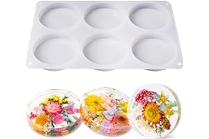 LET'S RESIN Extra Deep Round Silicone Coaster Molds, 6 Cavity, 3.9 Inch Diameter, 0.8 Inch Depth, Compatible with Epoxy Resin, DIY Craft