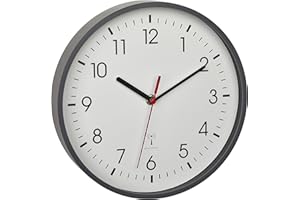 ‎TFA DOSTMANN TFA Dostmann Analogowy radiowy zegar ścienny, 60.3550.10, najwyższa dokładność, stylowy, analogowy, szklana osłona, do biura, domu, na prezent, 245 x 245 x 42 mm, szary