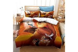 GDGM King Der Löwen - Juego de ropa de cama infantil, funda nórdica de 135 x 200 cm, funda de almohada de 80 x 80 cm, algodón reforzado, ropa de cama de 2 piezas (4,155 x 220 cm)