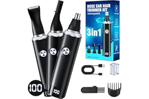 JEETIF Nasenhaartrimmer Herren 3 in 1,Nasenhaartrimmer USB Wiederaufladbar, Nasentrimmer mit Doppelschneideklingen,Professioneller Nasenhaarschneider,Schmerzfreier Augenbrauen für Männer und Frauen,IPX7
