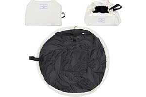 THE FLAT LAY CO. Flat Lay Makeup Bag with Compartments - Full-Size Magic Cosmetic Pouch Bag Drawstring with Brush Holder & Zipper Pocket for Small Items & Toiletries - White Vegan Croc Travel Accessories for Women