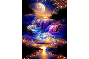 CULASIGN DIY Diamond Painting Set, 5D Diamant Painting Bilder Wasserfall Mond Full Groß Diamant Malerei Kit Arts Craft für Kinder und Erwachsene für Home Wand Decor (50x70cm)