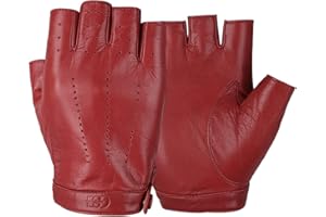 GSG SINCE 1998 GSG Fingerlose Lederhandschuhe Damen aus echtem Leder Ungefütterte Halbfinger-Fahrhandschuhe aus Schaffell W200103