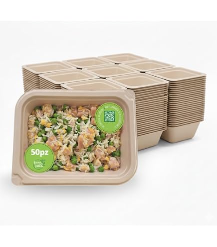 CONTITAL R2G Vaschette Alluminio Laccato 50 Pezzi – Grandi 6 Porzioni, Colore Bianco/Rame, Adatte A Forno E Microonde, Monouso Per Take Away