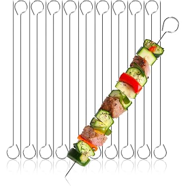 50 Stück Edelstahl-Grillspieße 20 Cm – Wiederverwendbar, Für Fleisch, Gemüse & Luftfritteuse