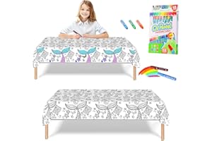 ATBEAMEN Giant Colouring Poster Table cloth for Kids,47x71inch Mermaid Colouring Posters with 18 Paint Pens Coloring Educational Poster Drawing Paper Table Cover Wall Doodle Art for Boys Girls Birthday Gift