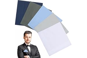 Suit Hankerchieves Mens, PROUSKY 5 Pieces Soft Mens Handkerchiefs Cotton, Classical Pocket Squares Hankies with Stitching Assorted Color, Suitable for Wedding, Birthday, 40x40cm, White, XXL (A4S6L)