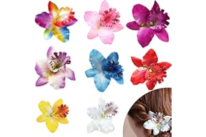 XUIGORT 8 Pcs Flower Hairpin Clips, Party Wedding Bridesmaids Handmade Bridal Hair Accessory, Hawaiian Flower Orchid, Artificial Tropical Hairpin for Seaside Holiday, for Women And Girls