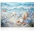 Dazzlewall Ocean Waves Canvas Wall Art Sea Shells and Starfish Picture Ocean Beach Print Poster for Bathroom Bedroom Living Room 12x16 in Unframed