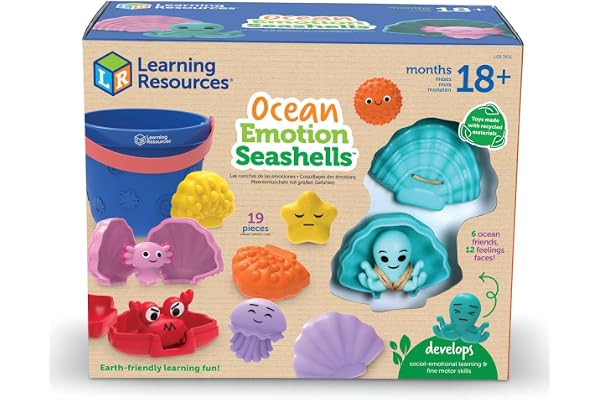 Learning Resources Coquillages Émotion Océan, Exploration des Émotions, Jeu Sensoriel Interactif, Créatures sous-Marines, Développement Émotionnel, Jeu Imaginatif, 19 Pièces, Bébés 18 Mois 1 2 3 Ans
