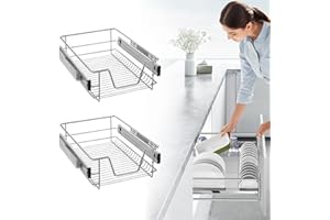TRMLBE Juego de 2 Cajones Telescópicos 40cm Cajón Cocina Armario Organizador Armario Tirador Dormitorio Cajón Estante Cocina con Guías Carga Máx 20kg
