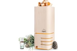 Allpine® PuriLamp – Natürliche Lufterfrischer und Lampe aus Zirbenholz – ZirbenRaumlüfter mit Zirbenöl - Holz Diffuser für frisches Zirbe Aroma –
