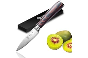 PAUDIN Paring Knife, Fruit Knife 3.5 Inch, Peeling Knife Sharp Small Kitchen Knife High Carbon Stainless Steel Forged Blade for Vegetable with Wooden Handle, Home and Restaurant with Gift Box