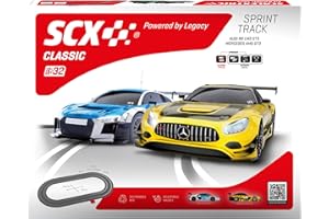 SCX - Circuito Original - Pista de Carreras Completa - 2 Coches Incluidos - Escala 1:32 (Circuito Classic Sprint Track)