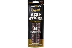 HUNTERS BILTONG Hunters Droewors - 15 x 40g Original Beef Sticks Droewors High Protein, Low carb, Thin Sticks of Authentic Beef Droewors, Convenient Snack