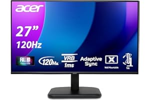 ‎ACER Acer EK271 G Monitor 27 Zoll (69 cm Bildschirm) Full HD, IPS, 120Hz HDMI, 75Hz VGA, 4ms (GTG), HDMI 1.4, VGA, AdaptiveSync