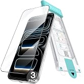 JETech Screen Protector for iPhone 18 Pro Max/17 Pro Max, Curved Edge | Pack of 3, Black Edge, 9H+ Tempered Glass, Auto Align