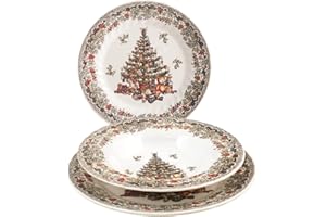 NAZUSA Churchill Season Greetings Vajilla 18 Piezas, Blanco Marfil, Gres