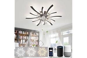 LJX Kroonluchter plafondventilator, 78 cm, plafondlamp, compatibel met Alexa, timer, stil, 6 snelheden, omkeerbaar, voor slaapkamer, woonkamer, goud