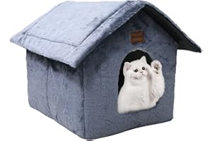 Whiwhi Domek dla kota, przenośne legowisko dla kota, domek dla zwierząt domowych, z pluszową poduszką, składane, miękkie gniazdo dla kota, 35 x 30 x 35 cm