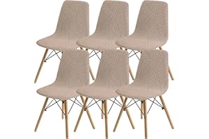 SHENGYIJING Esszimmerstühle Abdeckungen 2/4/6 Stück,Stil Shell Esszimmerstuhl Mid Century Modern Stuhl Sipcover,Gepolsterte Dining Accent Side Stuhlhussen (Khaki1,6 Pieces)